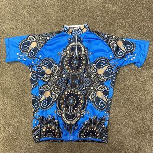 Paladin Biking Full Zip Shirt Womens Sz XL Kaleidoscope Short Sleeve Zip Cycling